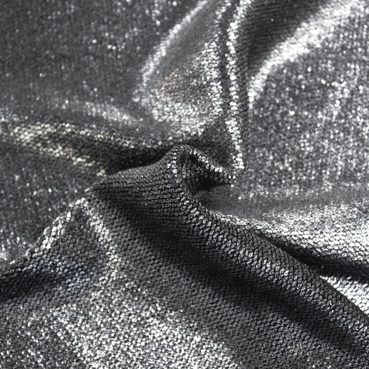 Kai Silver Coated Black Wool Jersey SHOWROOM SAMPLE 34CM X 60CM