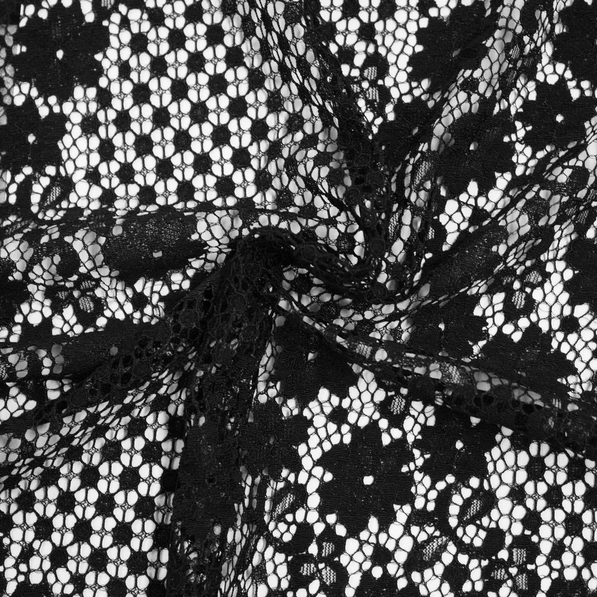 Floral Guipure Lace - Black  Black lace fabric, Lace drawing