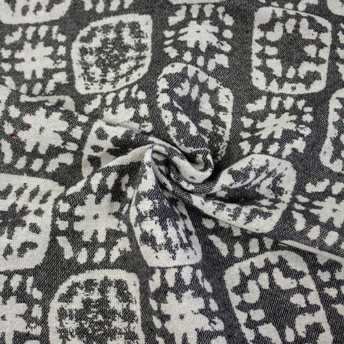 Mart Black Abstract Cotton Jacquard Fabric