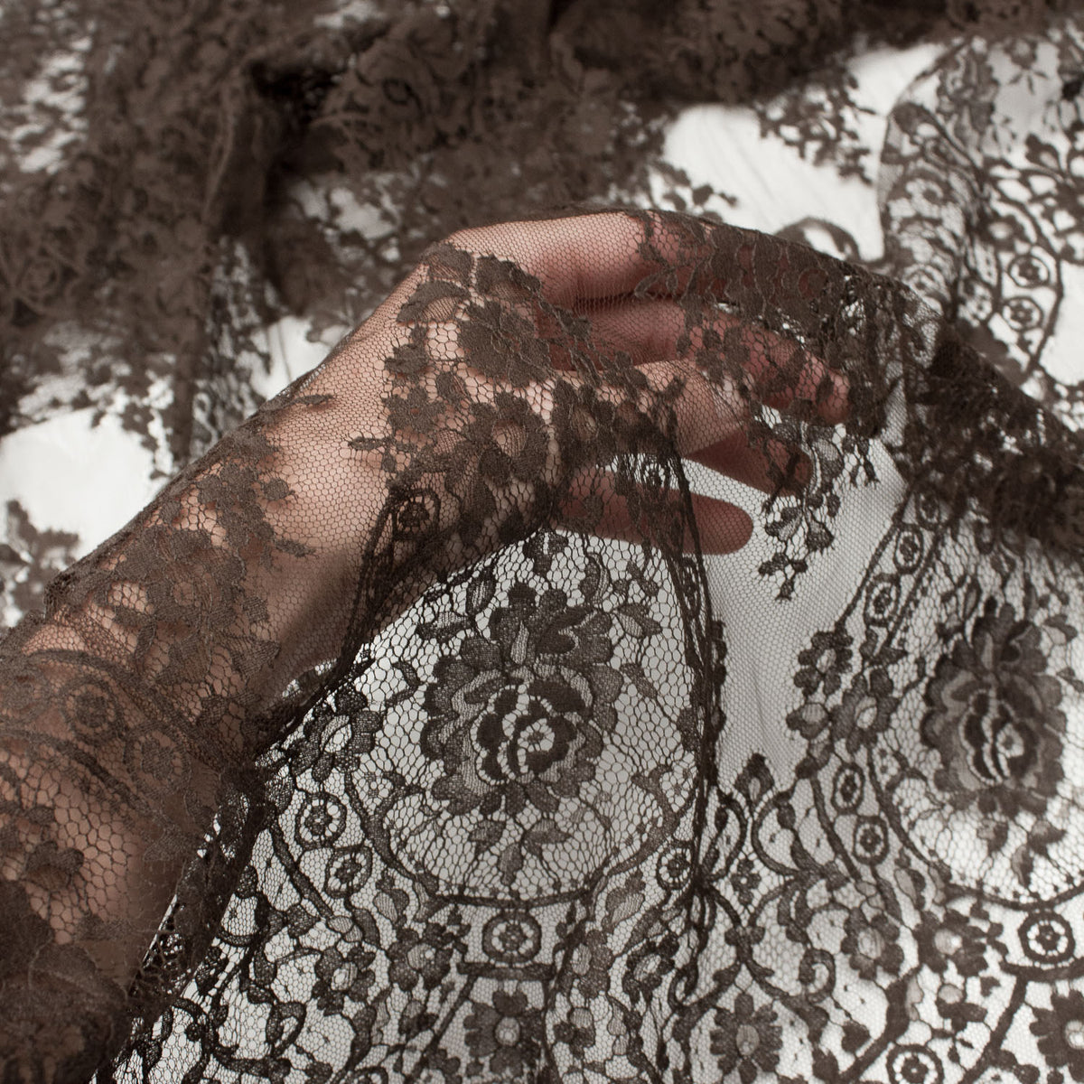 Dark brown lace sale fabric