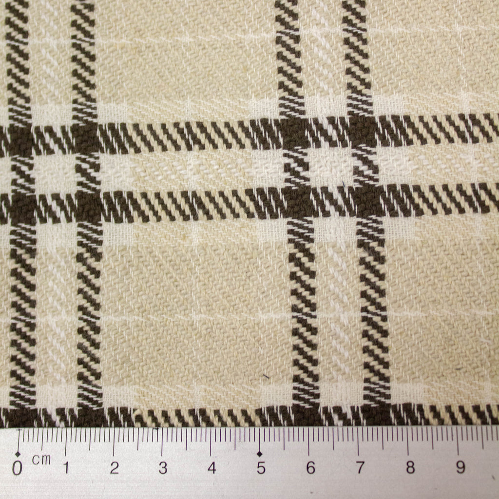 Cotton Blend Fabric | Polycotton, Checks | Beige & Brown | THE FABRIC SALES