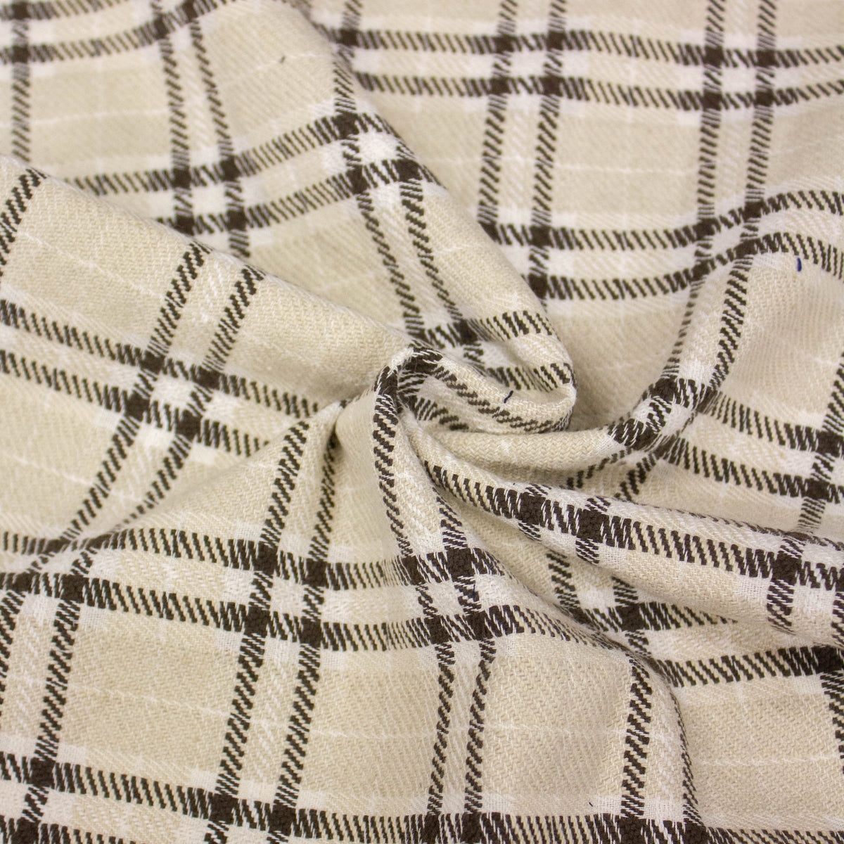 Beige Check Textile Cotton Blend Fabric | Polycotton, Checks | Beige & Brown | THE FABRIC SALES