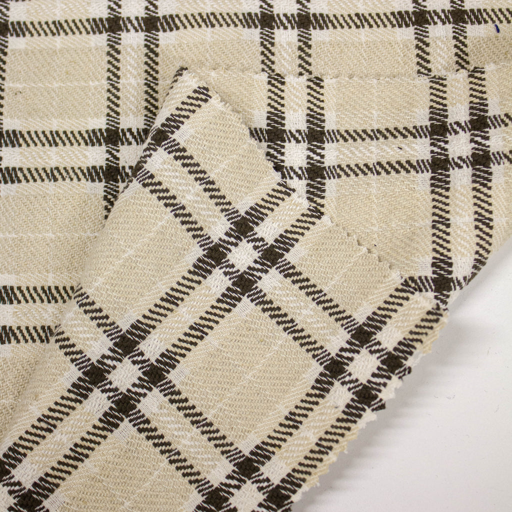 Beige Check Textile Cotton Blend Fabric | Polycotton, Checks | Beige & Brown | THE FABRIC SALES