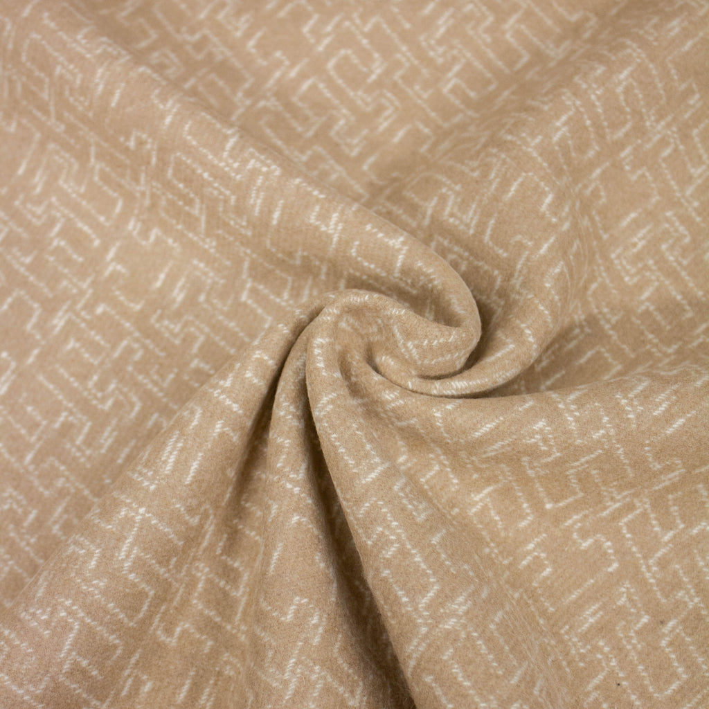 Camel Monogram Wool Coating Fabric | THE FABRIC SALES