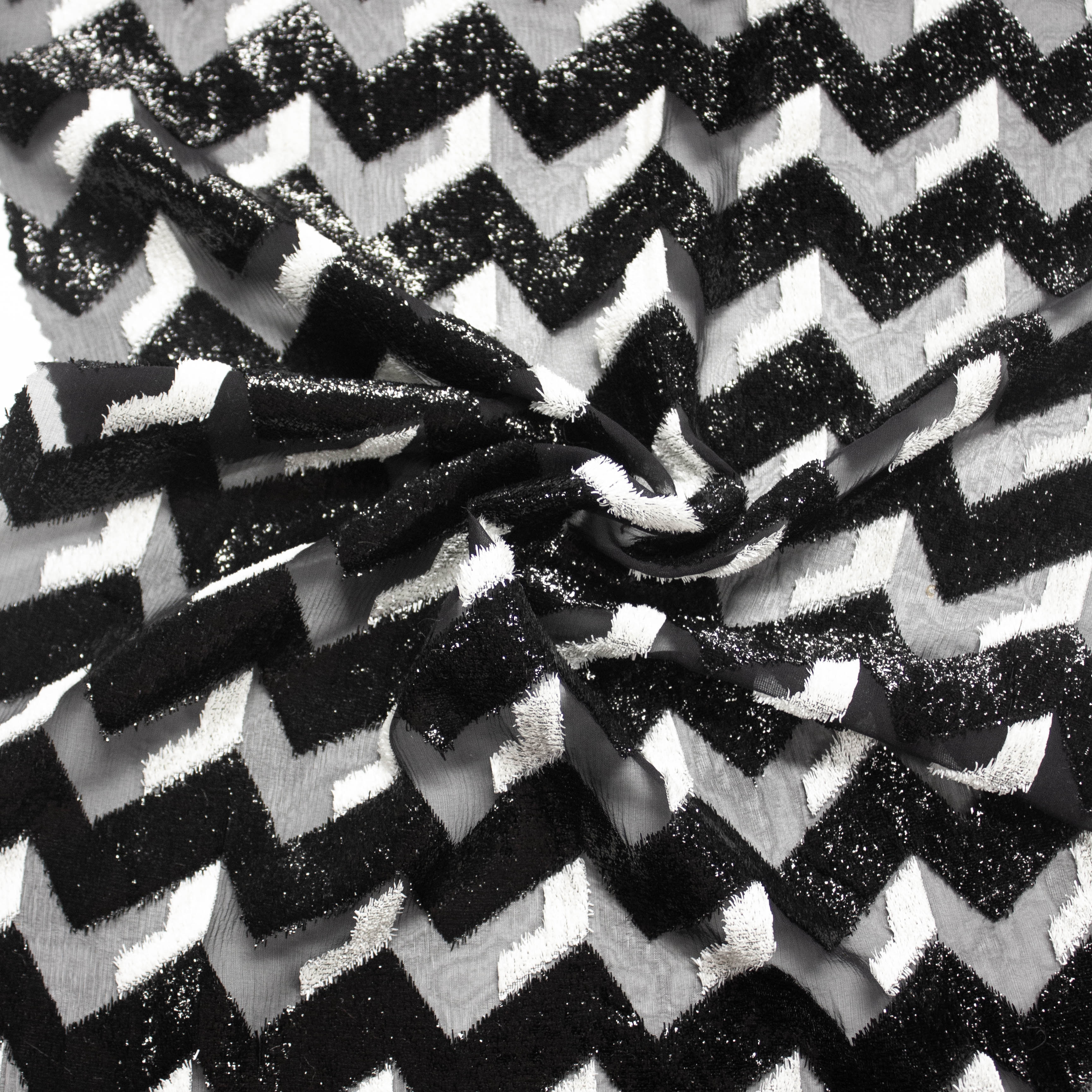 Cellyne Black White Sparkling Silk Chiffon THE FABRIC SALES