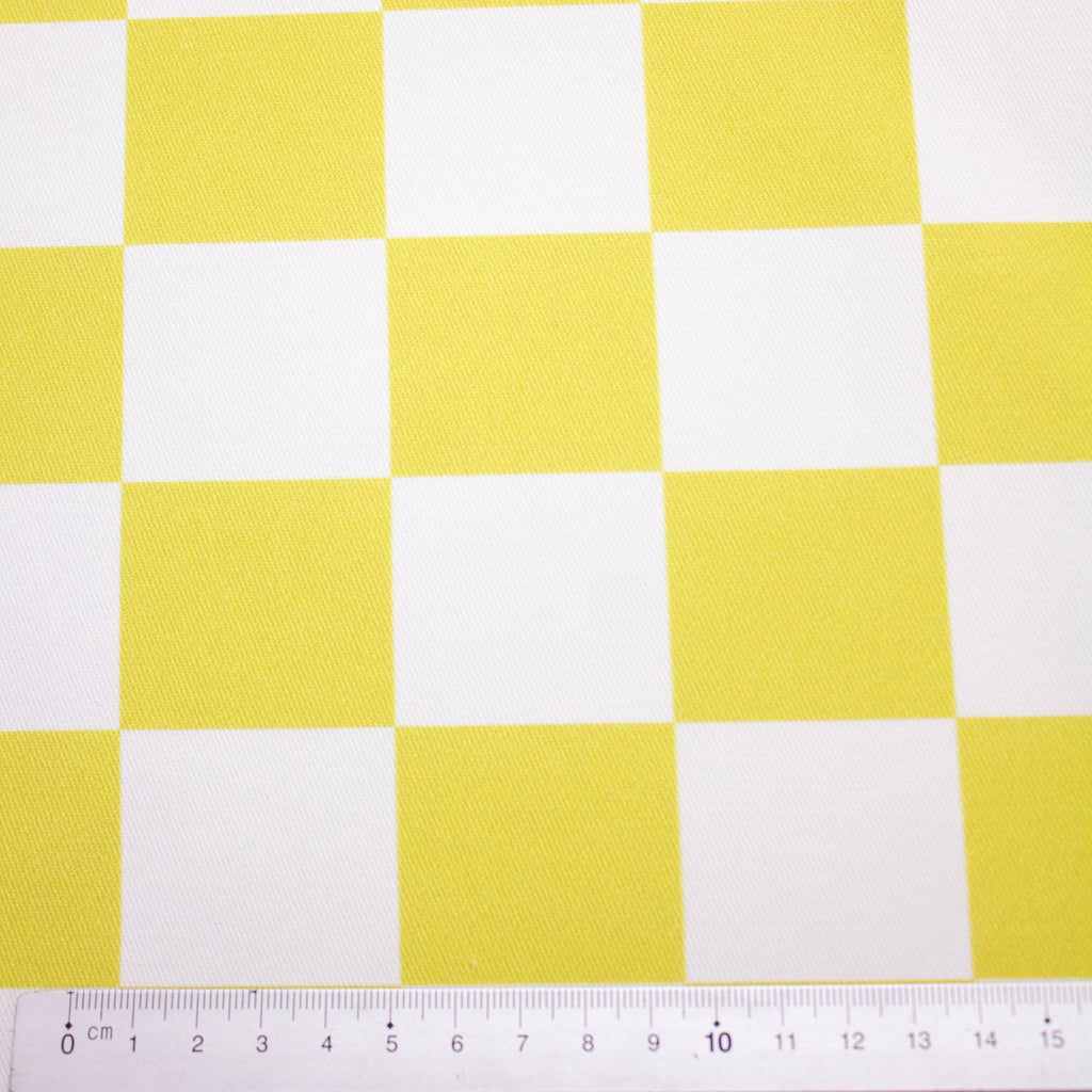 Cotton Twill Fabric | Checks | Yellow & White | THE FABRIC SALES