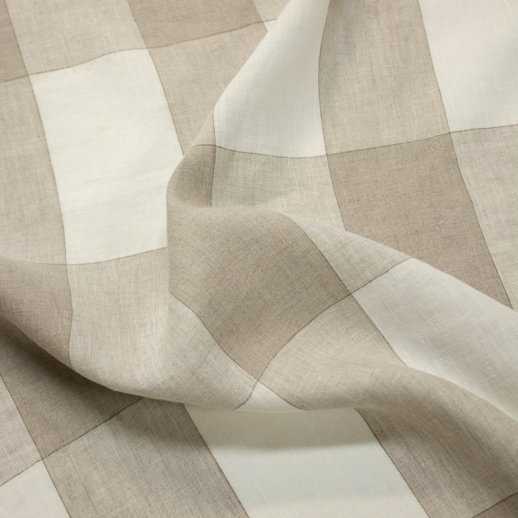 Beige Check Textile Linen Fabric Checks Beige | THE FABRIC SALES