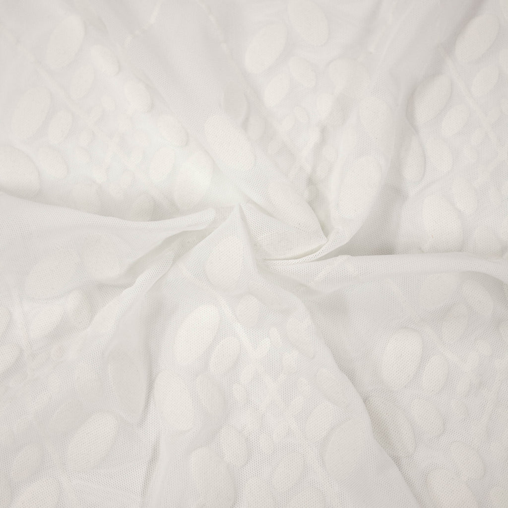 White Abstract Polyamide Mesh Fabric | THE FABRIC SALES