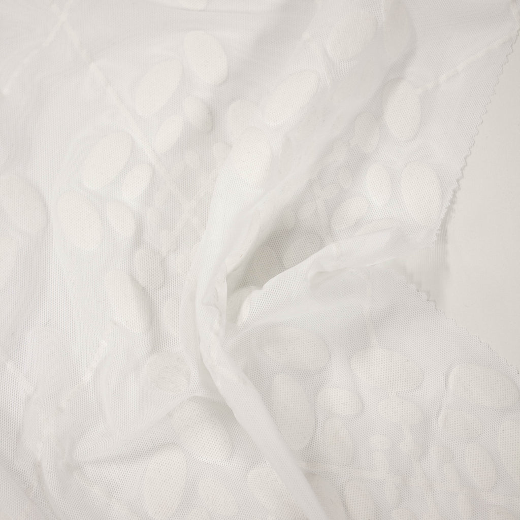 White Abstract Polyamide Mesh Fabric | THE FABRIC SALES