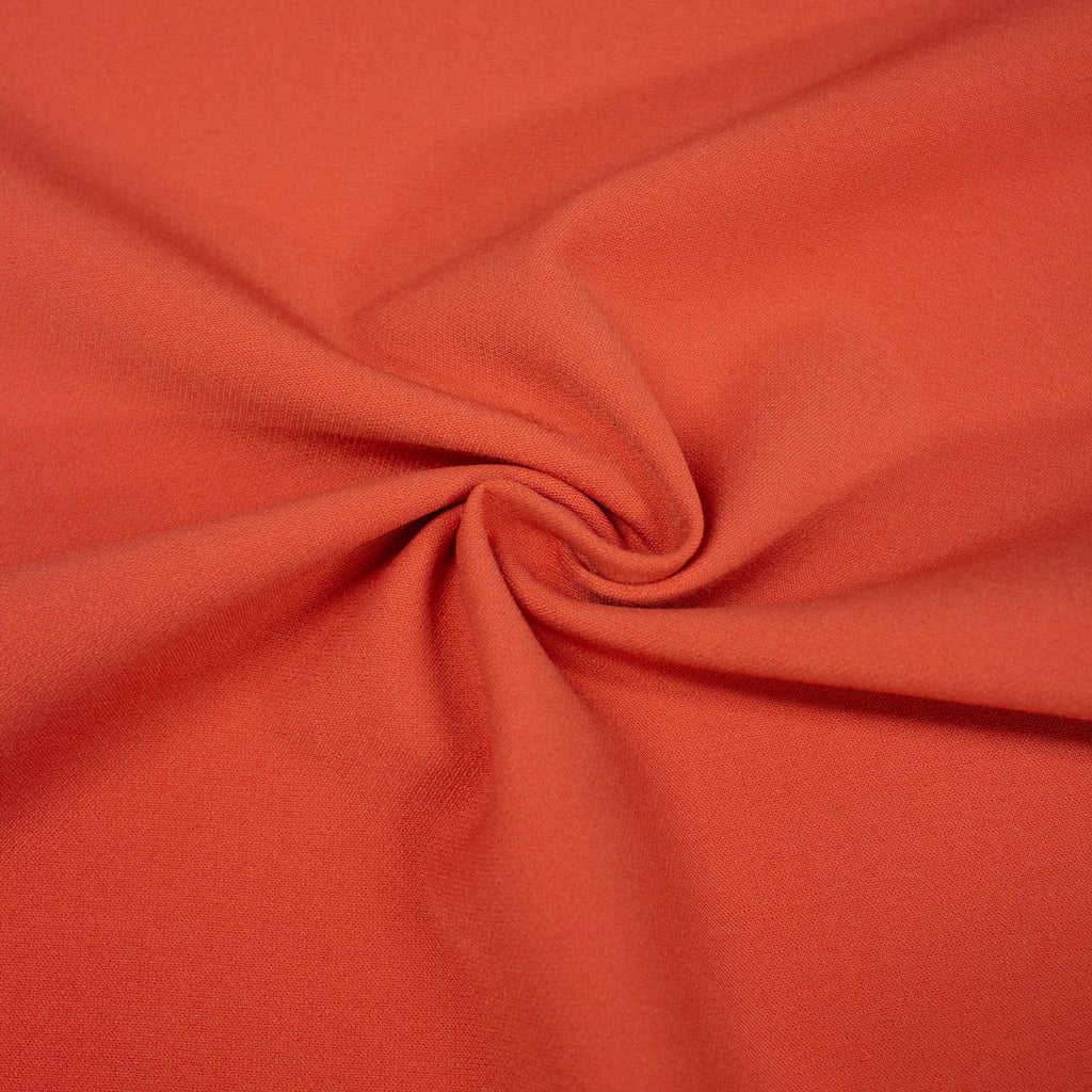 Rust Orange Color Cloth Tuur Rust Orange Polyester Viscose Crepe Stretch Fabric | THE FABRIC SALES