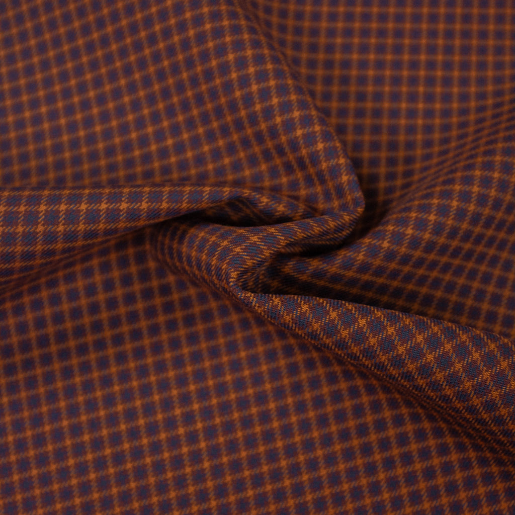 Virgin Wool Suiting Fabric Checks Rust Orange | THE FABRIC SALES