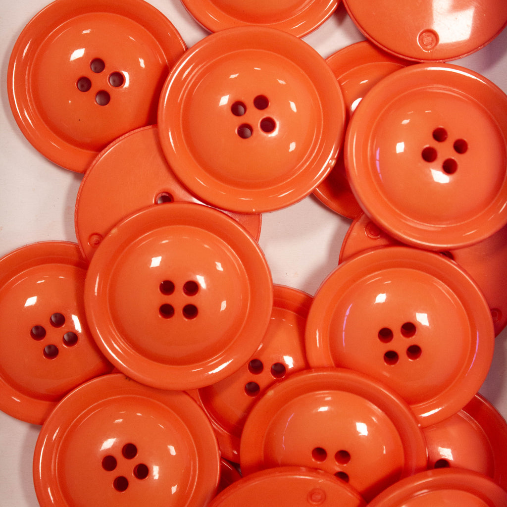 Orange 4-Hole Plastic Button Glossy 34mm