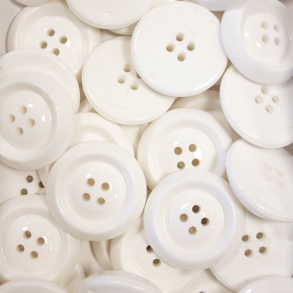 Off White 4-Hole Plastic Button 34mm