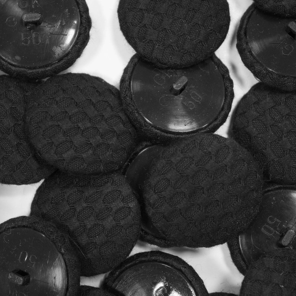 Black Fabric Covered Plastic Button 32mm