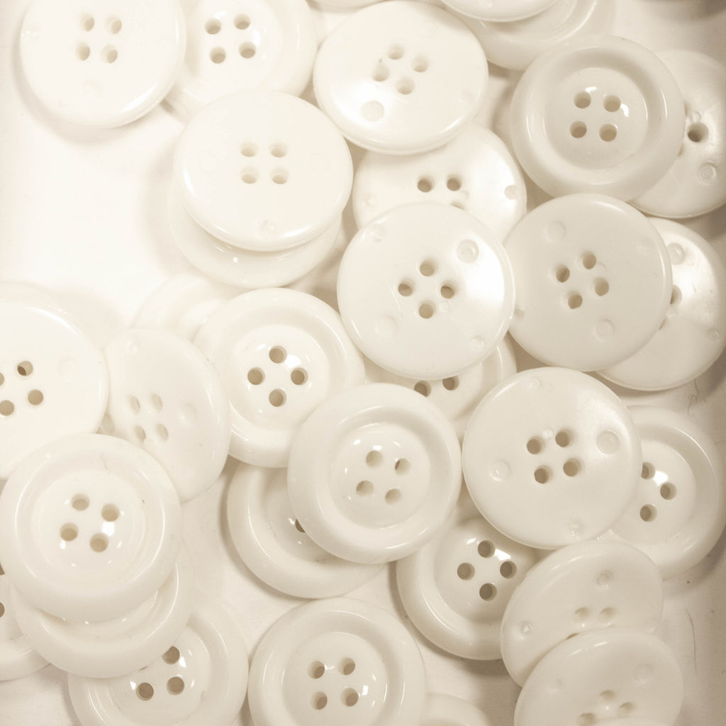 Off White 4-Hole Plastic Button Glossy 22mm