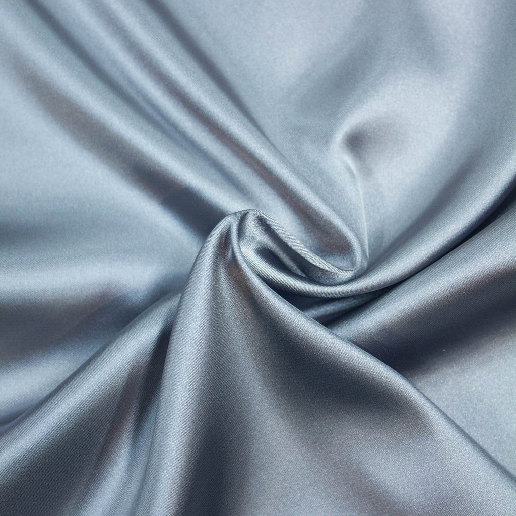 Fabric Polyester Satin Silver Opaque Light Bright Flat 