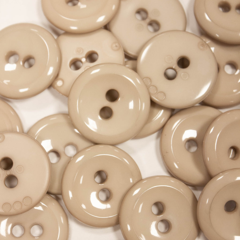 Beige 2-Hole Plastic Button Glossy 28mm