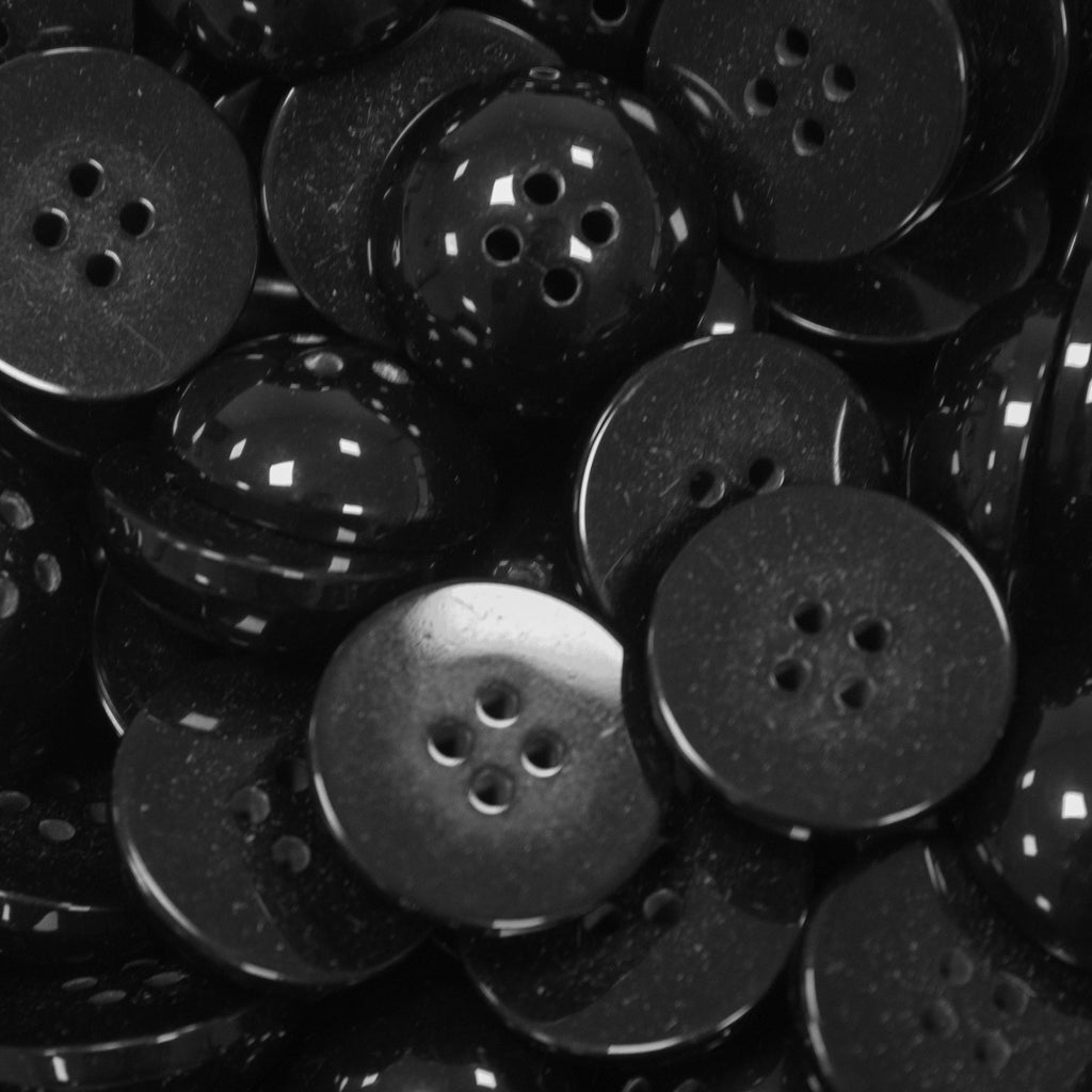 Black 4-Hole Plastic Button Glossy 24mm