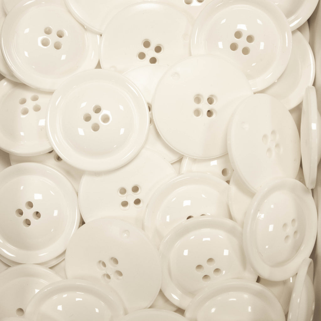 Off White 4-Hole Plastic Button 35mm