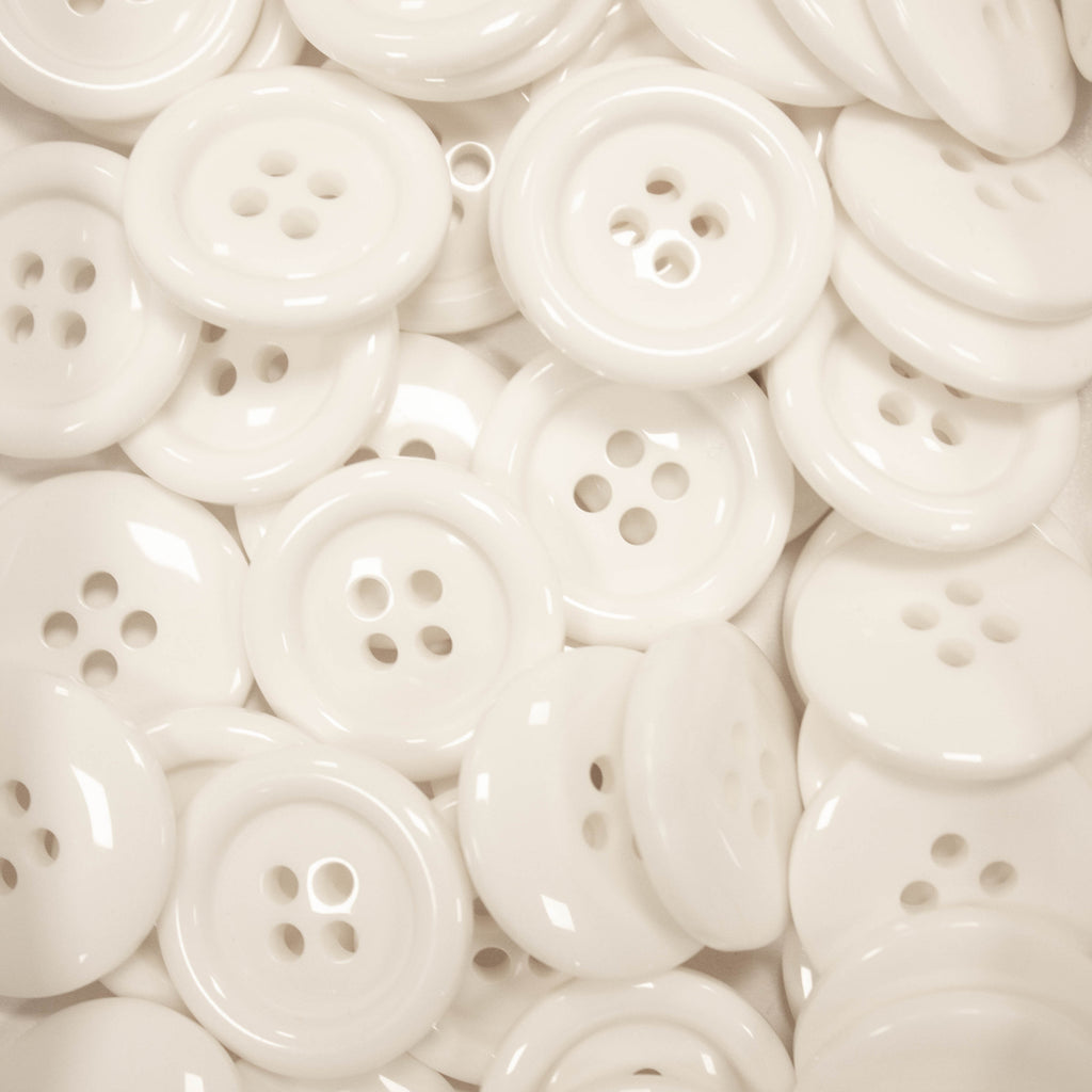 Off White 4-Hole Plastic Button 30mm