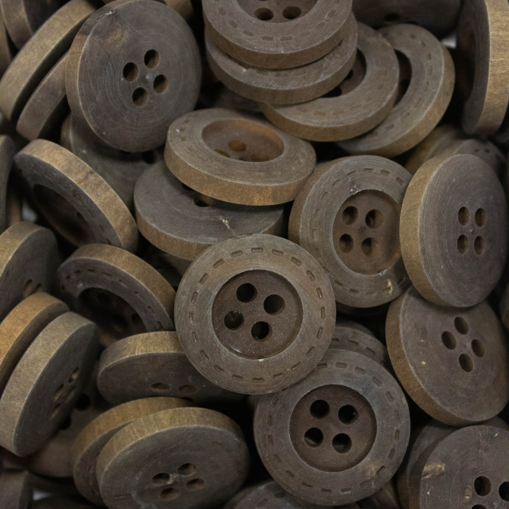 Dark Brown 4-Hole Wood Button 32mm