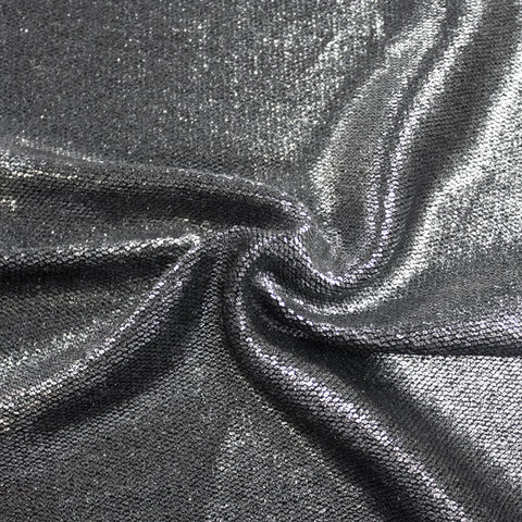 Ponte Jersey Fabric Silver Lurex Black Colour Dressmaking 55 Wide -   Canada