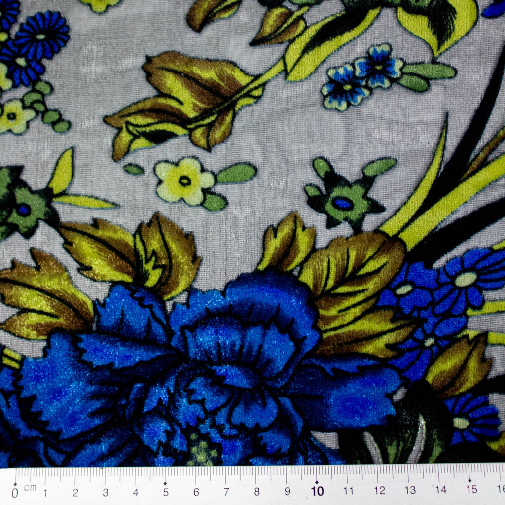Floral Flocked Polyester Voile Fabric | THE FABRIC SALES