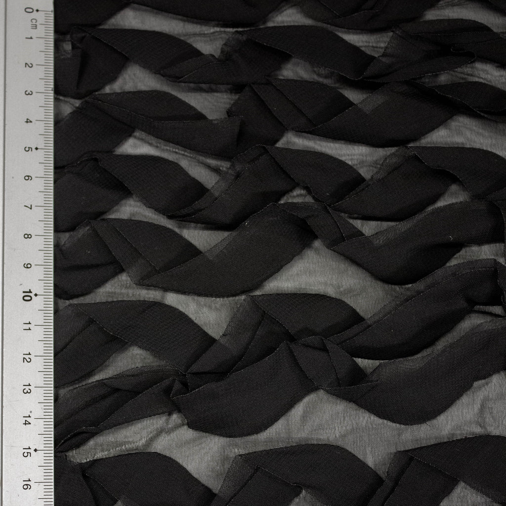 Black Polyester Waves Fabric | THE FABRIC SALES