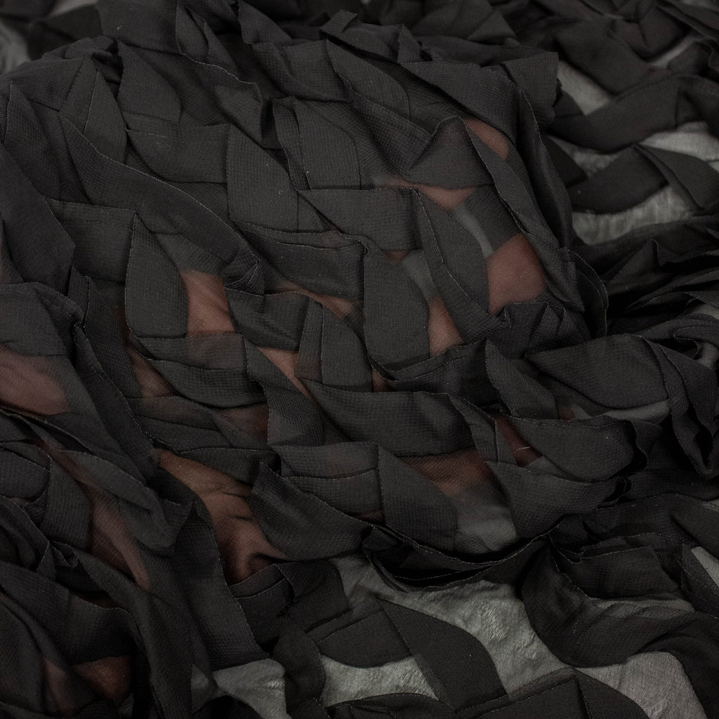 Black Polyester Waves Fabric | THE FABRIC SALES