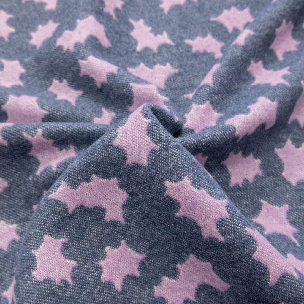 Blue & Purple Abstract Wool Blend Fabric | THE FABRIC SALES