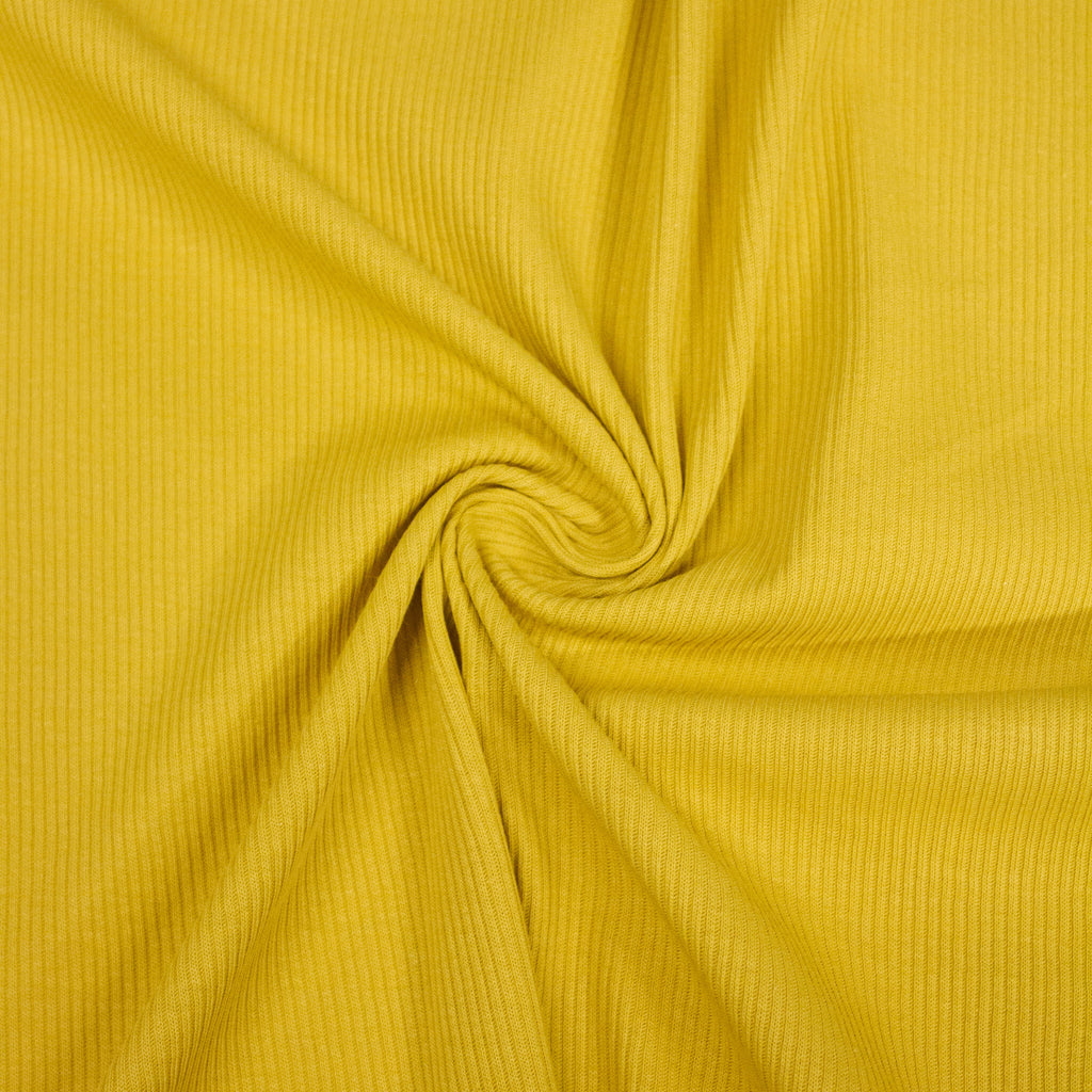 Ochre Yellow Cotton Rib Jersey Fabric | THE FABRIC SALES