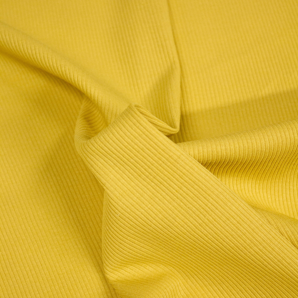 Ochre Yellow Cotton Rib Jersey Fabric | THE FABRIC SALES