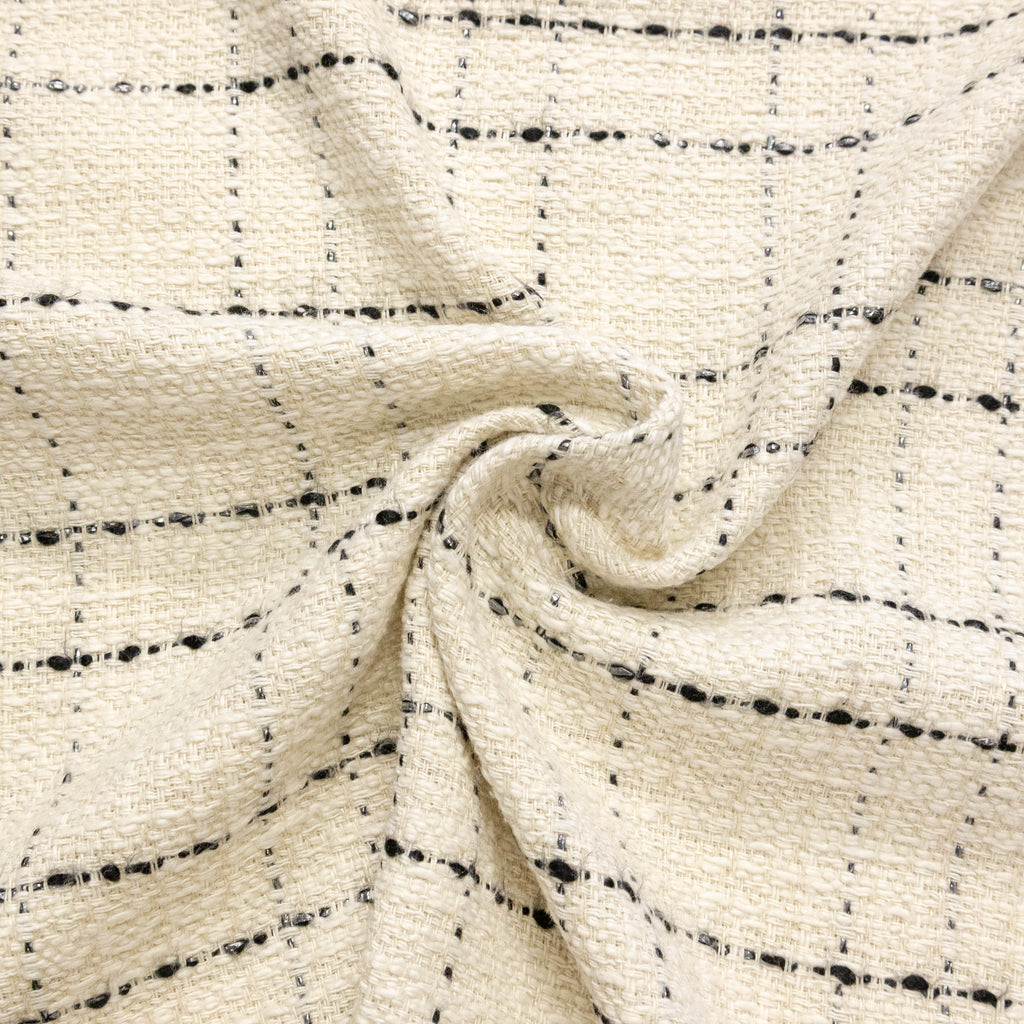Cotton Tweed Fabric Ivory Checks | THE FABRIC SALES