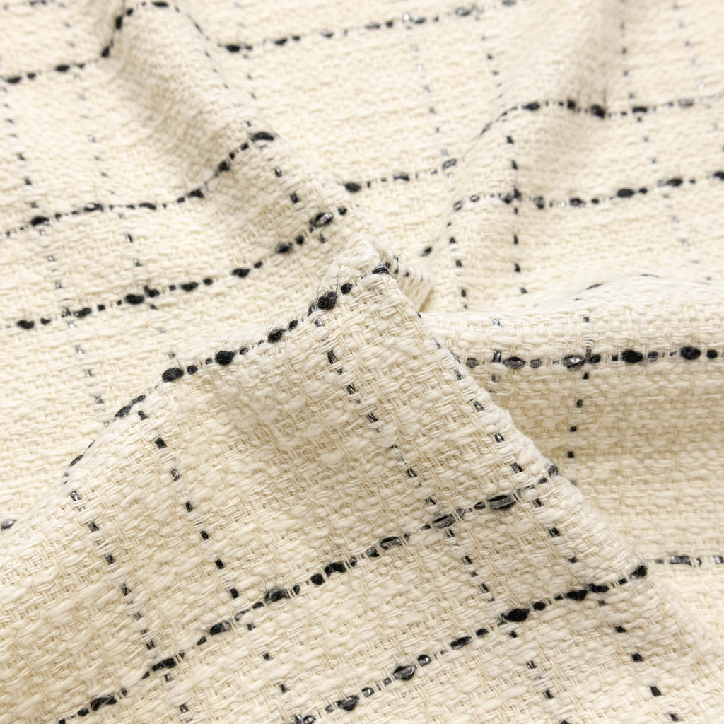 Cotton Tweed Fabric Ivory Checks | THE FABRIC SALES