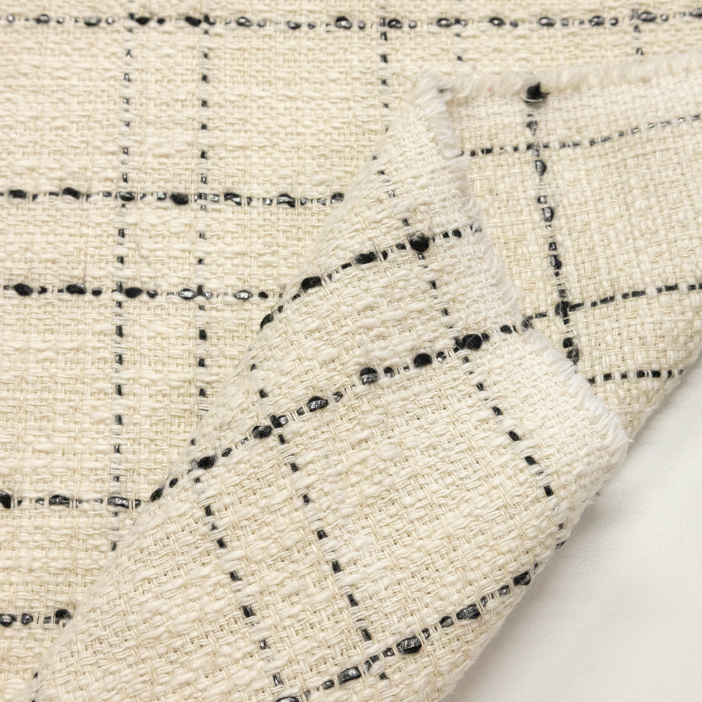 Cotton Tweed Fabric Ivory Checks | THE FABRIC SALES