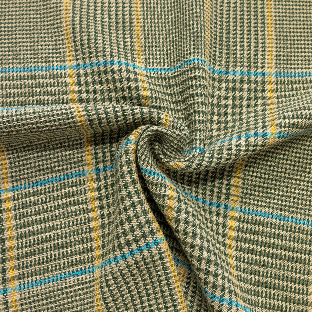 Green Check Cotton Tweed Fabric | THE FABRIC SALES