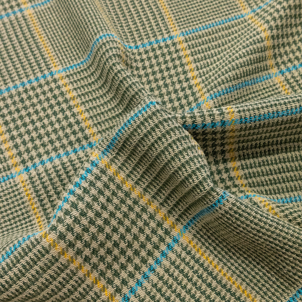 Green Check Cotton Tweed Fabric | THE FABRIC SALES