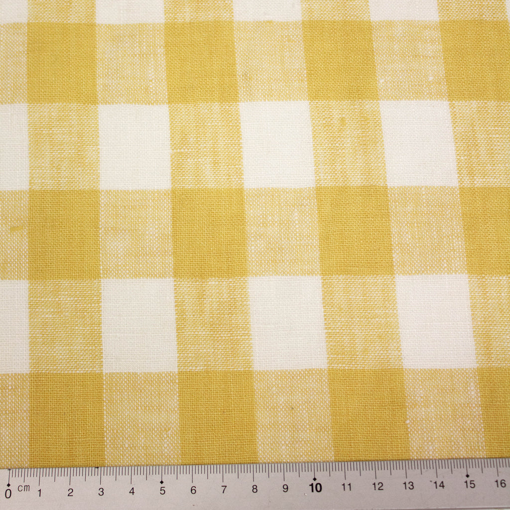 Yellow Check Linen Fabric | THE FABRIC SALES