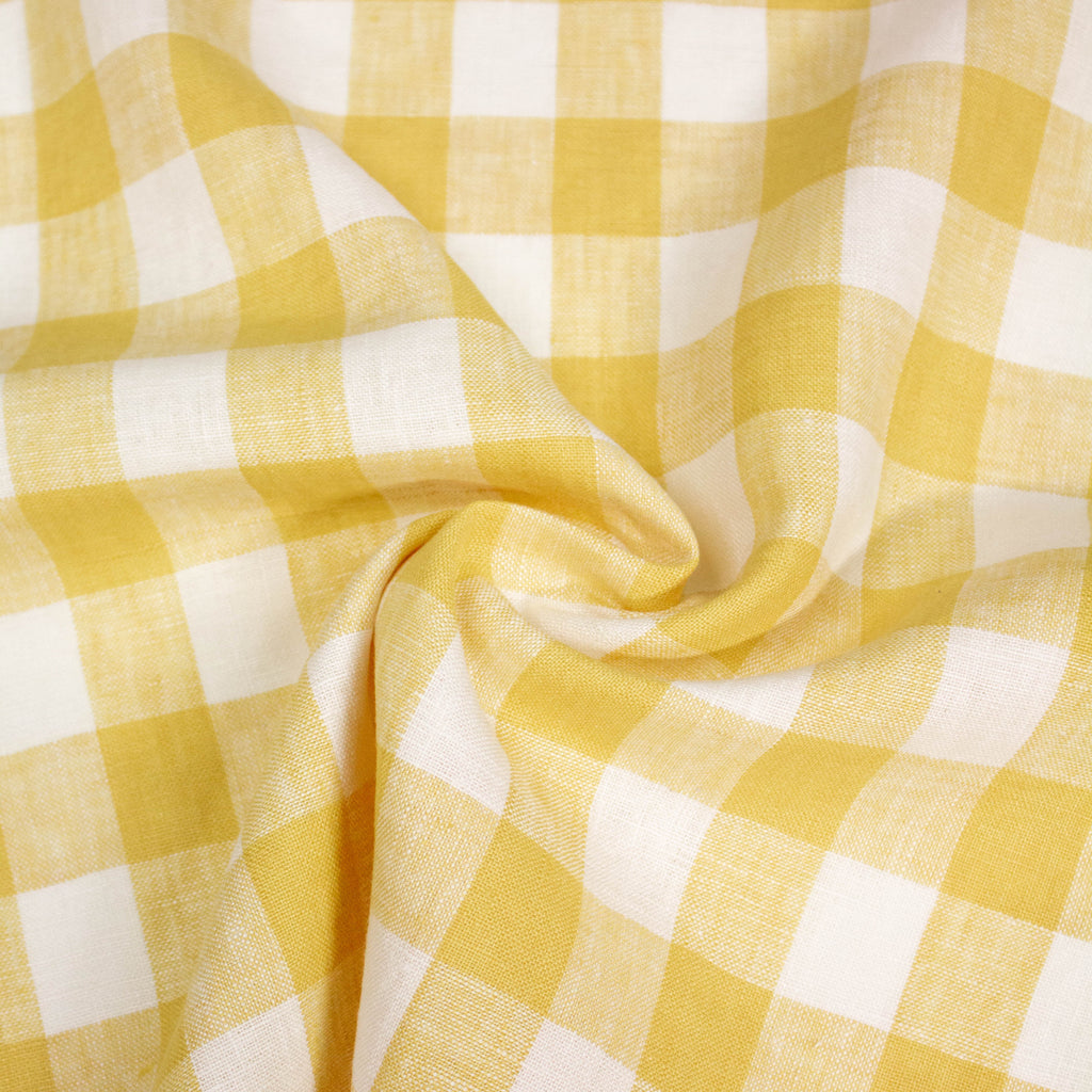 Yellow Check Linen Fabric | THE FABRIC SALES