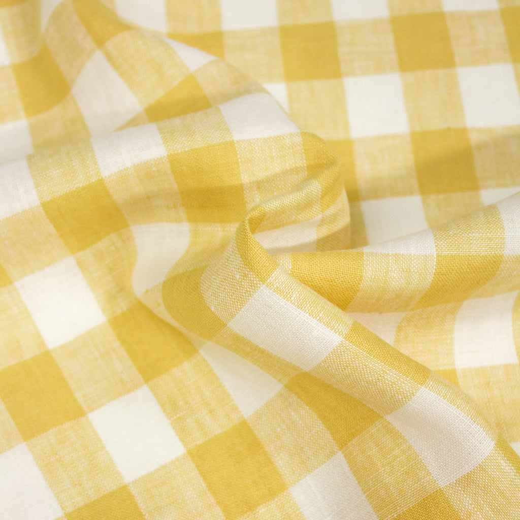 Yellow Check Linen Fabric | THE FABRIC SALES