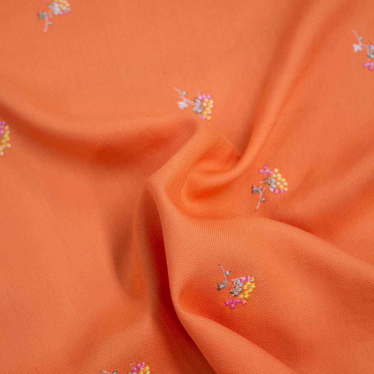 Edith Orange Floral Broderie Lyocell | THE FABRIC SALES