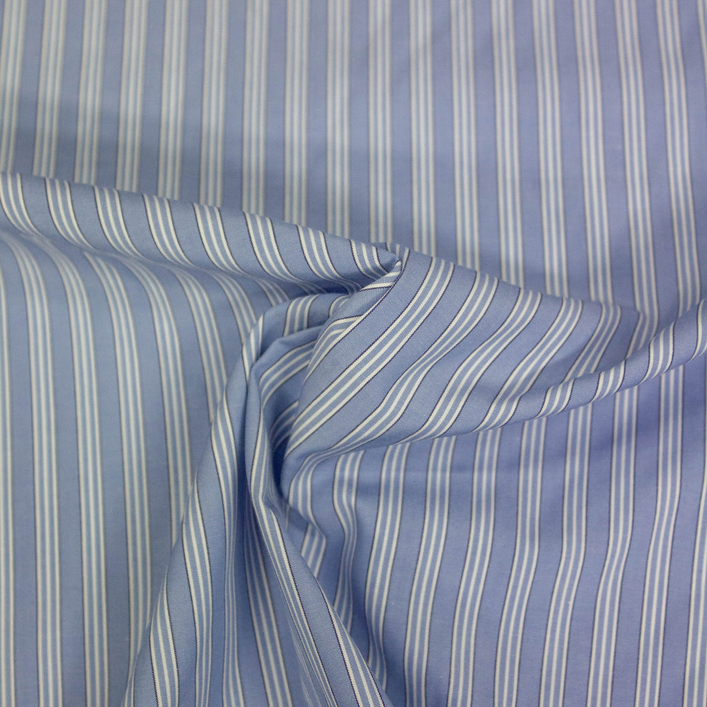 Blue Striped Cotton Poplin Fabric | THE FABRIC SALES
