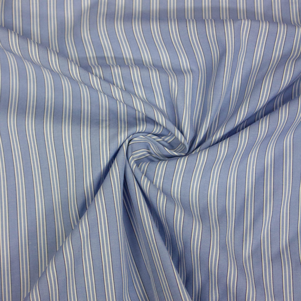 Blue Striped Cotton Poplin Fabric | THE FABRIC SALES