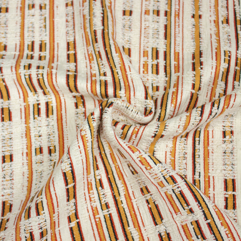 Rust Orange Color Cloth Cotton Jacquard Fabric Ecru & Rust Orange | THE FABRIC SALES
