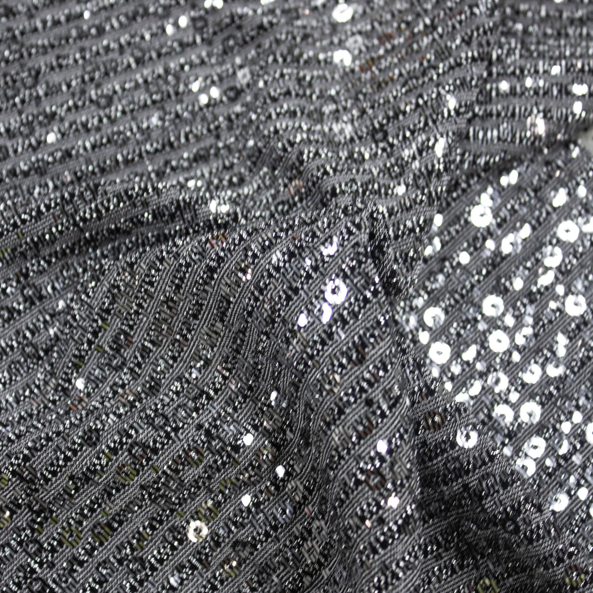 Oonis Silver Sequin Polyester Stretch SHOWROOM SAMPLE 34CM X 60CM | THE ...