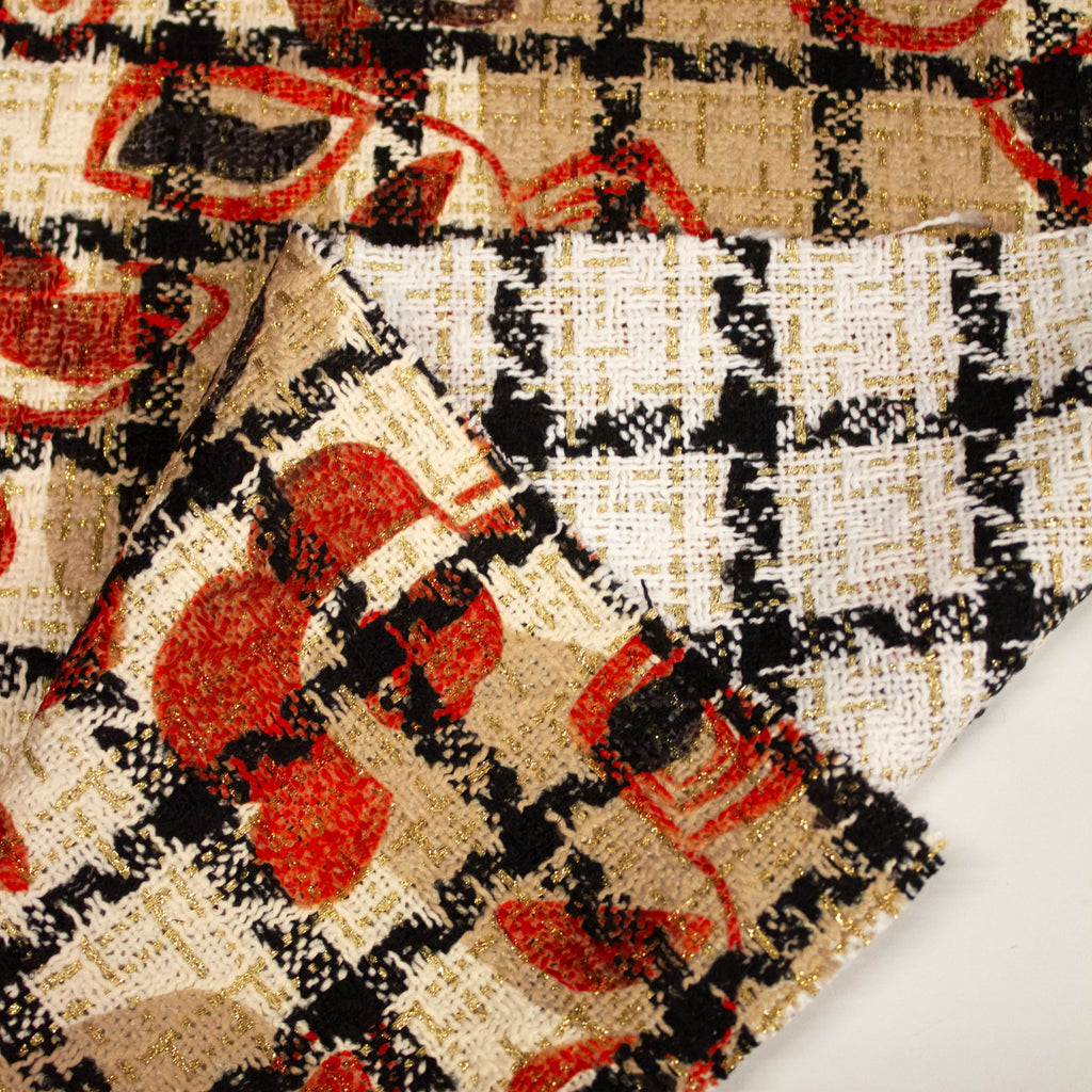 Rust Abstract PolyCotton Jacquard Fabric | THE FABRIC SALES