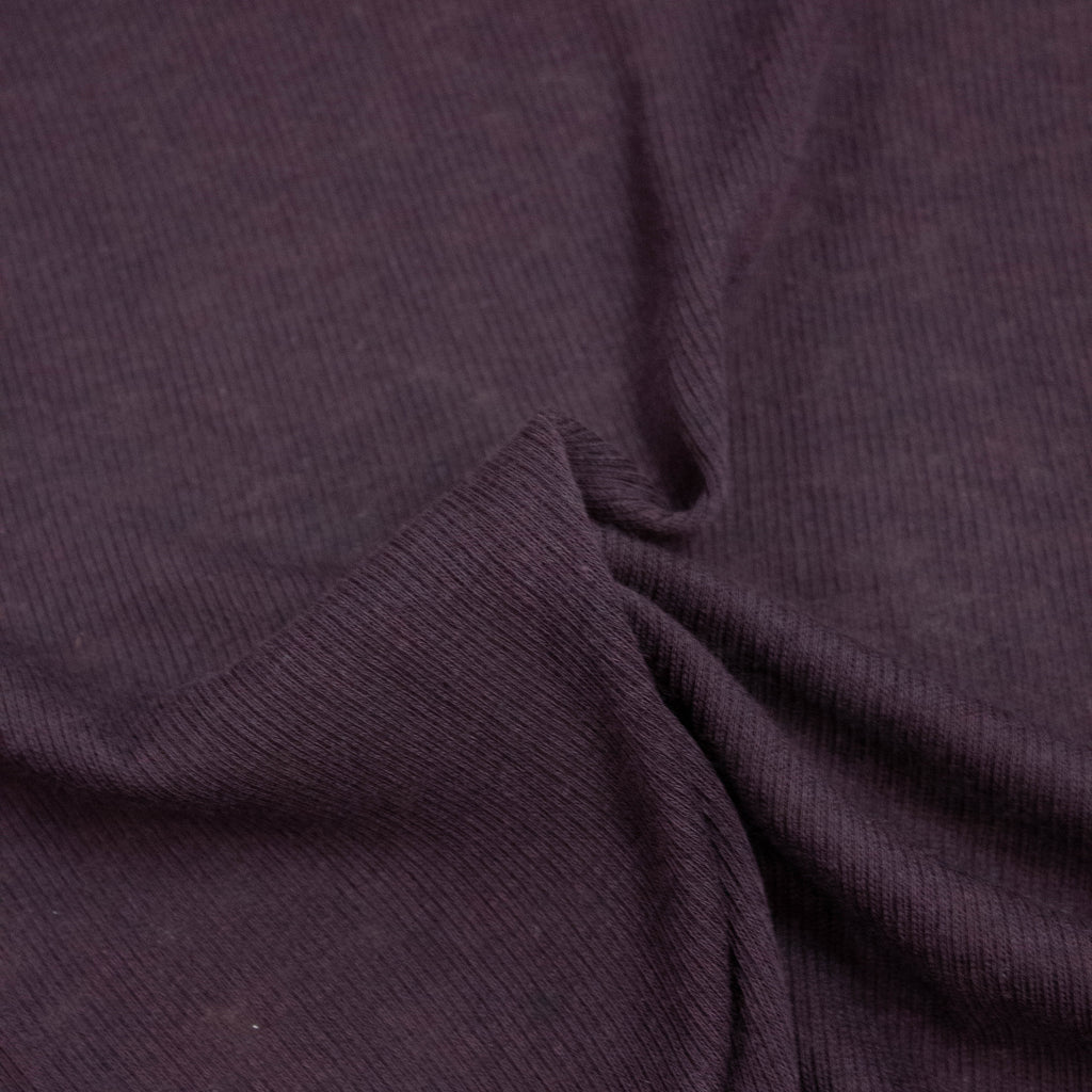 Lana Aubergine Purple Cotton Rib Jersey SHOWROOM SAMPLE 34CM X 60CM
