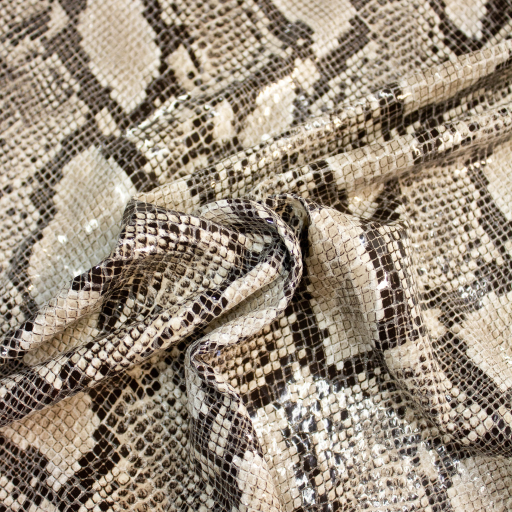 Brown Snake Pattern Faux Leather Fabric | THE FABRIC SALES