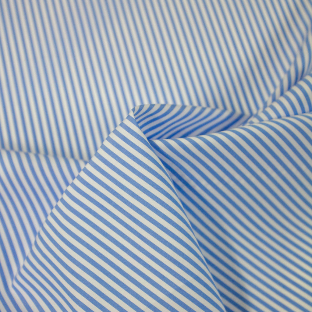 Cotton Poplin Fabric Striped Blue | THE FABRIC SALES