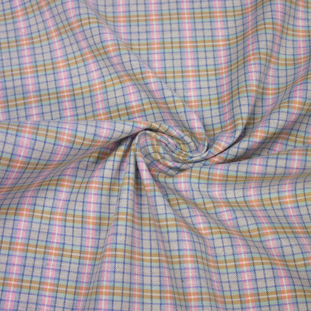 Multicolour Checked Pattern Cotton Stretch Fabric | Checked | Multicolour | THE FABRIC SALES